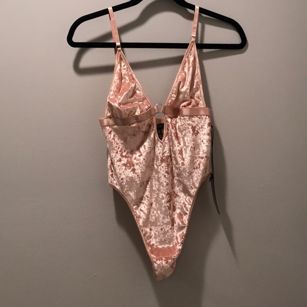 CURRENT MOOD PINK VELVET BODYSUIT